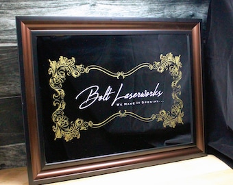 Custom Logo Etched Mirror: Color Filled Corporate Signage
