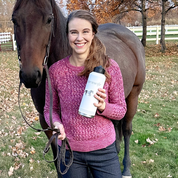 Horse Water Bottle - Beautifully Etched Vaccuum Insulated - Perfect Gift for Horse Lovers