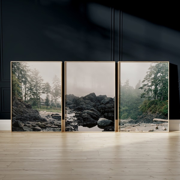 Ucluelet Beach Landscape Trio, Printable Wall Art, Tofino Digital Prints, Vancouver Island Print, Pacific Northwest PNW - Set of 3 Prints