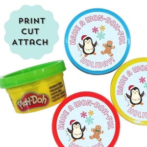 Christmas Party Favor 1.5&quot; 2&quot; Size PlayDoh | Christmas Holiday Birthday | Class favor | Kids Favor | Gift | Treat | Digital Printable File