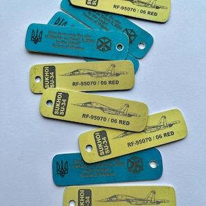 Pilot сollectable gifts planetags from the Russian Su-34 plane shot down over Kharkov on March 6, 2022 Aircraft Skin Keyring