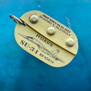 Pilot сollectable gifts planetags from the Russian Su-34 plane shot down over Kharkov on March 6, 2022 Aircraft Skin Keyring