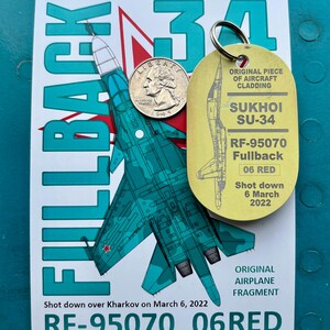 Pilot сollectable gifts Keychain from the Russian Su-34 plane shot down over Kharkov on March 6, 2022 Aircraft Skin Keyring