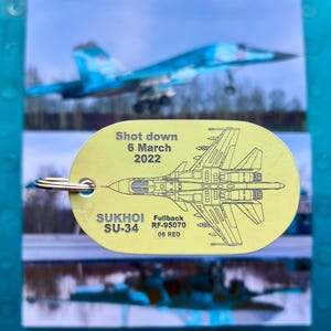 Pilot сollectable gifts Keychain from the Russian Su-34 plane shot down over Kharkov on March 6, 2022 Aircraft Skin Keyring