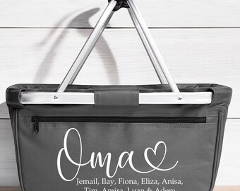 Grandma's Shopping Basket | Personalized shopping basket for Grandma and Grandpa – Grandma gift, Grandma birthday present – sturdy & foldable, up to 10 names