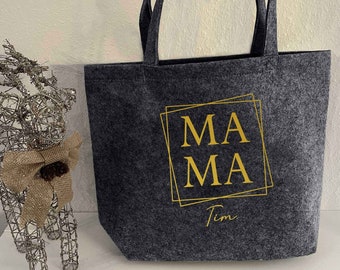 Personalized felt shopper MAMA with child name | Gift Birthday | Bag Shopping Bag