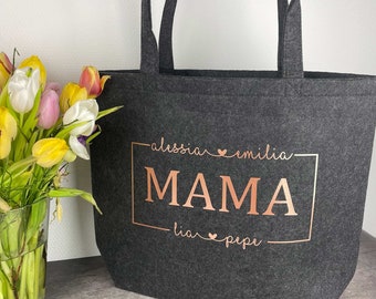 Filztasche personalisiert OMA MAMA XXL Shopper | Geschenk Geburtstag Muttertag | Geburtsgeschenk Einkaufstasche Alltag groß