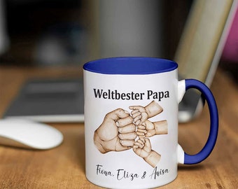 Weltbester Papa Tasse | Personalisiertes Geschenk mit Name Geburtstag Vatertag | Keramiktasse Männer