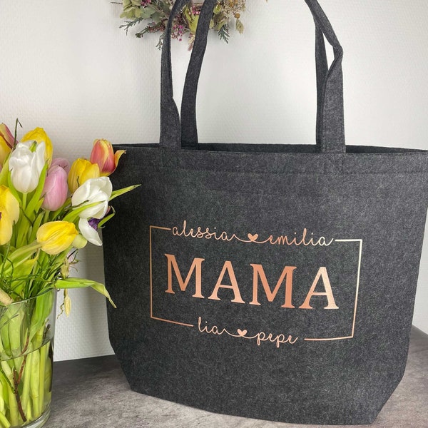 Felt bag personalized OMA MAMA XXL shopper | Gift birthday Mother's Day | Birth gift shopping bag everyday large