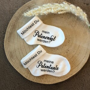 Patentante fragen Möchtest Du meine Patentante werden? • Babysocke • Pantenonkel fragen • Überraschung Baby Taufe • Geschenkbox