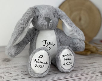 Kuscheltier Baby personalisiert Hase | Geburt Geschenk Kinder | Geschenk Geburt Taufe Plüschtier