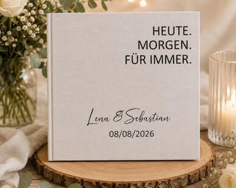 Personalized linen wedding guest book – Modern wedding guest book with names & date – Personalized wedding guest book