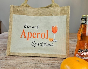Aperol gift bag "I'm on an Aperol Spritz tour" | Aperol Spritz bag made of jute | Gift idea for a stag or hen party for a girlfriend
