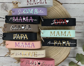 Schlüsselanhänger personalisiert Name | Leder Kinder I Geschenk Oma Mama Opa Kunstleder