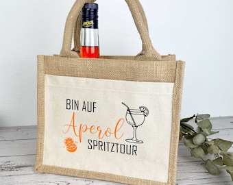 Aperol Spritztour Jutetasche | Geschenktasche für Getränke | Tasche Aperol Spritz Tour | Geschenk Geburtstag Freundin Getränketasche klein