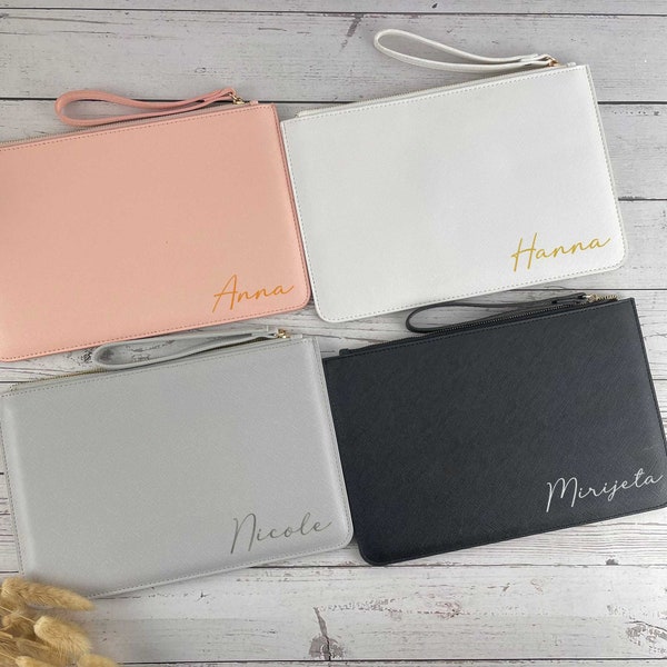 Personalisierte Clutch Tasche mit Name | Brautjungfer | Schminktäschchen | Geschenk für Sie | Hochzeit Ehefrau Valentinstag Trauzeugin