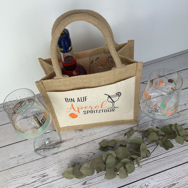 Aperol Spritztour Geschenk Geschenktasche für Getränke Tasche Aperol Spritz Tour Geschenk Geburtstag Freundin Getränketasche klein Bild 6