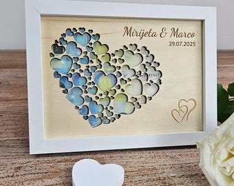 Personalized wedding money gift with names & date | Wedding gift picture frame made of birch wood | Gift for the bride and groom