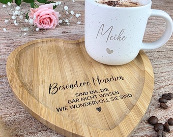 Gift for girlfriend | Personalized mug with name & heart tray | Birthday gift for girlfriend | Best friend gift