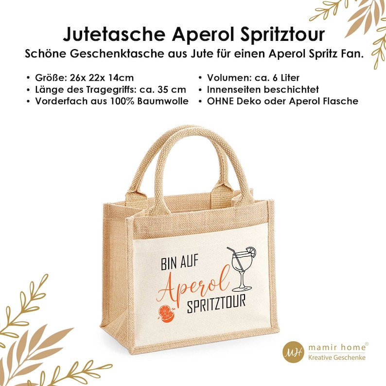 Aperol Spritztour Geschenk Geschenktasche für Getränke Tasche Aperol Spritz Tour Geschenk Geburtstag Freundin Getränketasche klein Bild 5