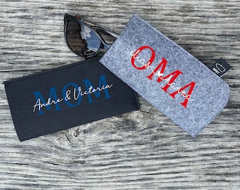 Personalized Grandma and Grandpa Glasses Case with Name | Felt | Birthday Gift for Mom and Dad | Child's Name | Grandparents' Birthday Gift | MOM