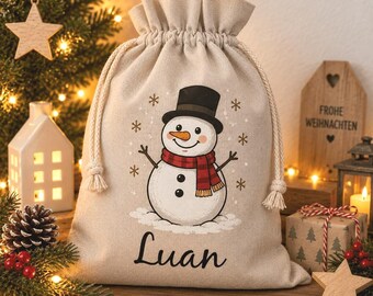 Personalized Christmas sack with name – Snowman Santa sack, Christmas bag for children, Santa sack