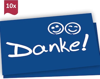 10 Dankeskarten + Umschläge: Danke Postkarte Smiley - Danksagungskarte Hochzeit Geburtstag Party Jubiläum Kommunion Konfirmation Ruhestand