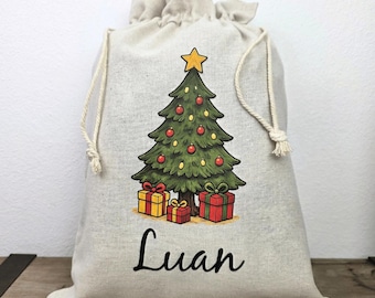Personalized Christmas bag with name – Christmas tree Santa sack, Christmas bag, Christmas gift bag