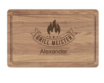 Geburtstagsgeschenk Mann | Geschenkideen für GRILLMEISTER Schneidebrett | Geschenke für Männer Väter | Grill Geburtstag | XL 40x25x2cm Eiche