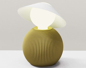 Öko-Tischlampe, Design, in 3D gedruckt. Die Dame mit dem Hut