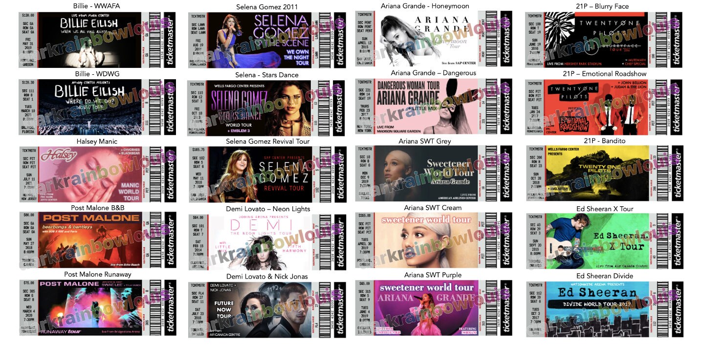 5 dollar custom souvenir concert tickets Etsy