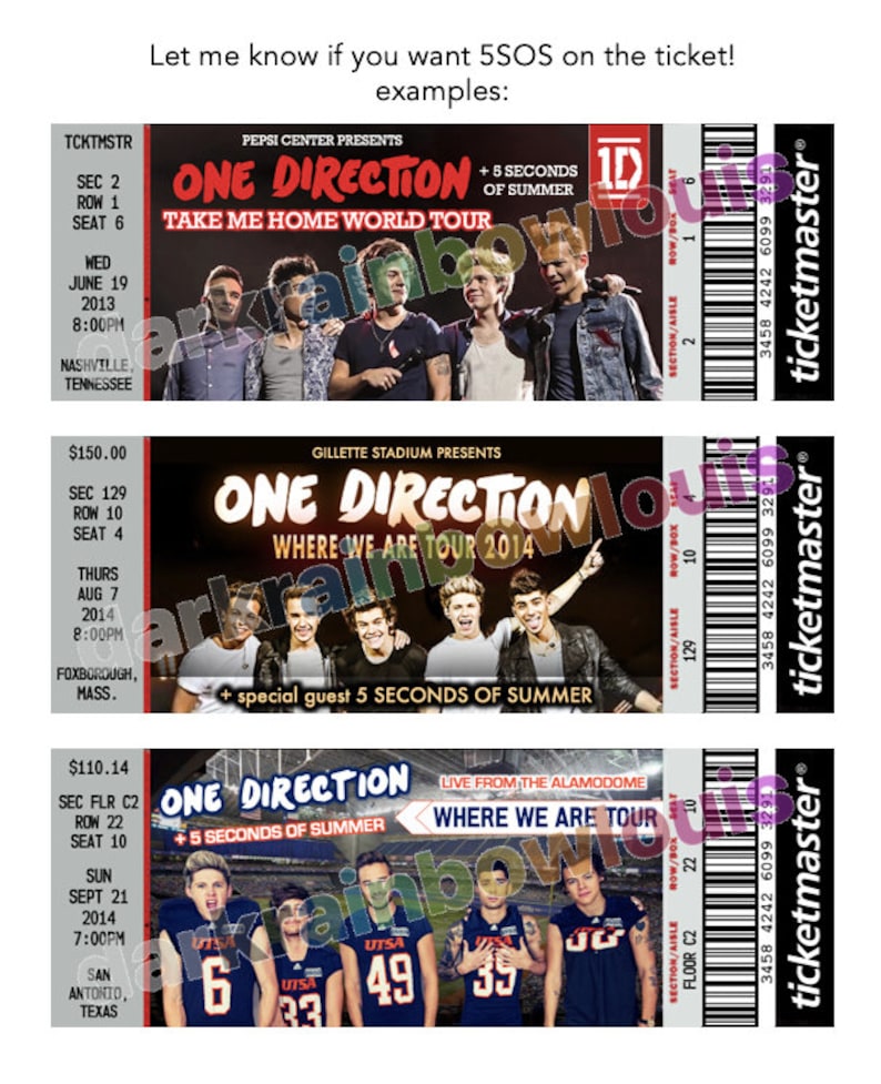 One Direction Tour Bundle of 4 Souvenir Concert Tickets Etsy