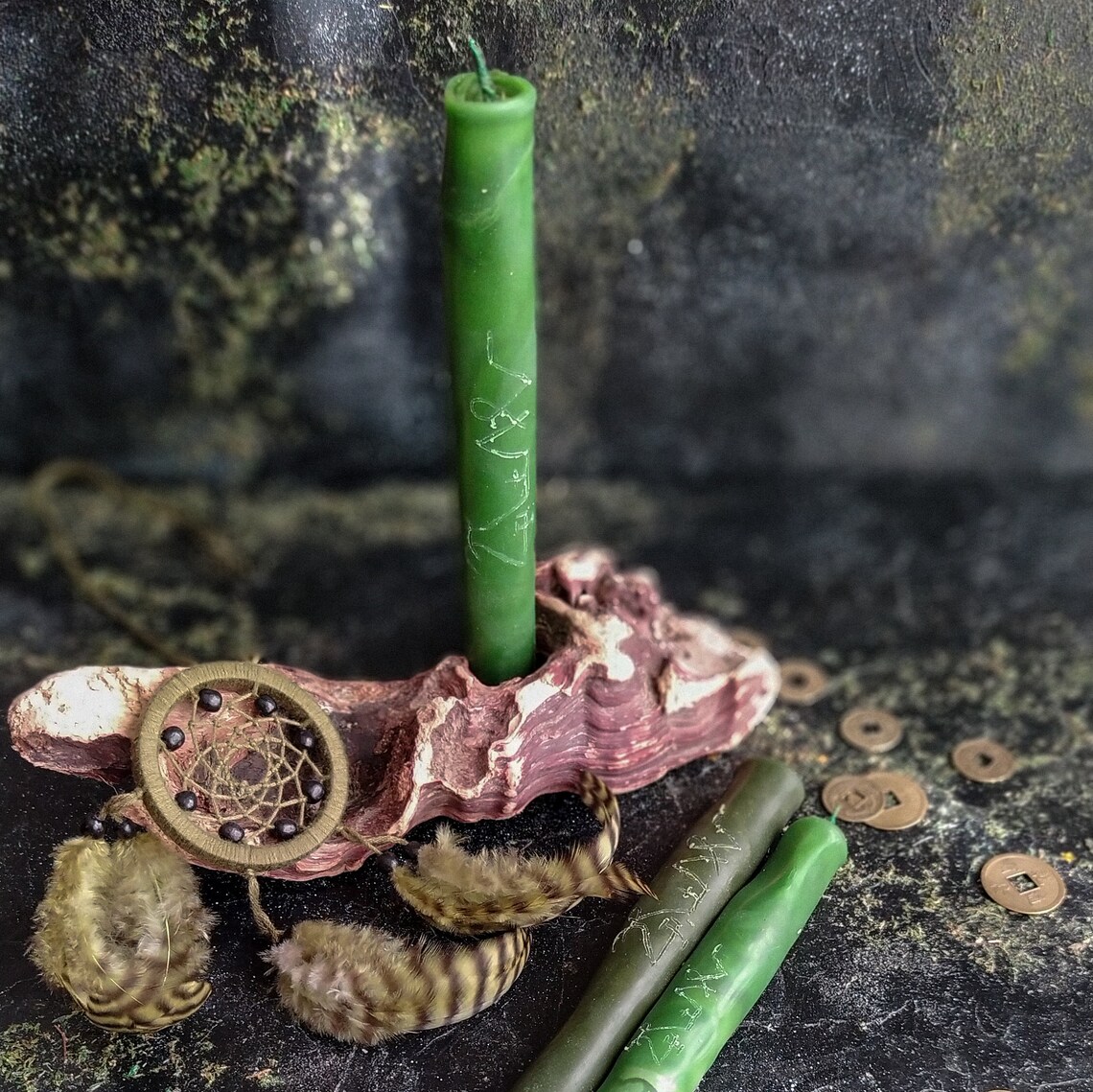 Money candle Ritual green candle Wicca candles Abudance Etsy