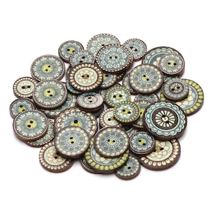 Retro Style (5) Wooden Buttons Handmade Sewing Crocheting Knitting Craft 20mm