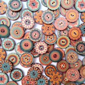 Retro Style (1) Wooden Buttons Handmade Sewing Crocheting Scrapbooking Craft 20mm