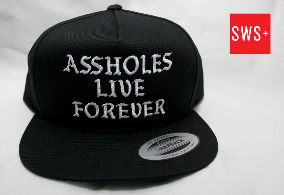 ASSHOLES LIVE FOREVER Black Embroidered Snapback Cap - Etsy display picture 3
