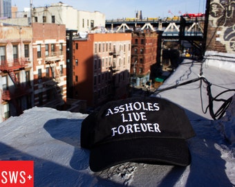 ASSHOLES LIVE FOREVER Black Embroidered Dad Cap