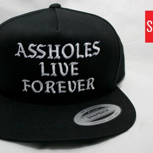 ASSHOLES LIVE FOREVER Black Embroidered Hoodie image 3