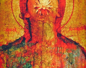 Lienzo impreso de la Divina Feminidad: Arte Sagrado Visionario de Alexandros Megas