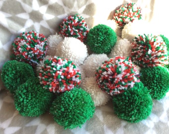 Christmas Pom Pom Snowballs | Christmas Bundle | Jingle Jangle Garland | Red White and Green | Kids Craft Pom | Tray Decor | Home Decor