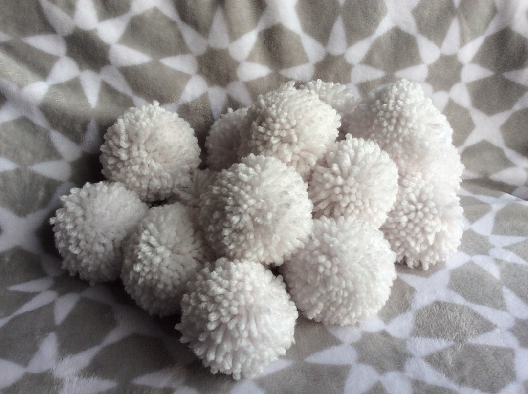 White Pom Pom Decor Snow Cone Topper Black and White Party DIY Snowball Toss DIY Snowball Fight