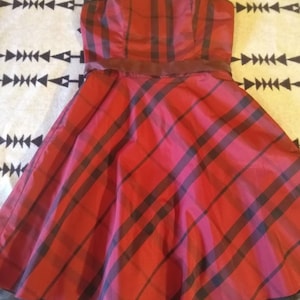Red and Black plaid Taffeta Dress