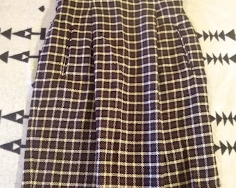 Designer wool Cashmere and silk plaid skirt