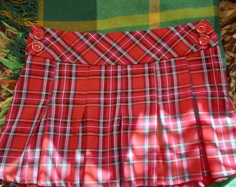 Red plaid mini skirt made in USA