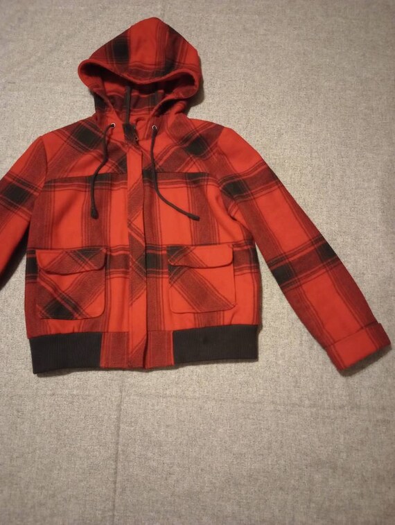 Buffalo plaid top hoodie women's