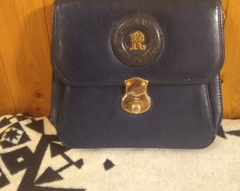 Blue leather handbag Rosenio Splendid. In good condition.