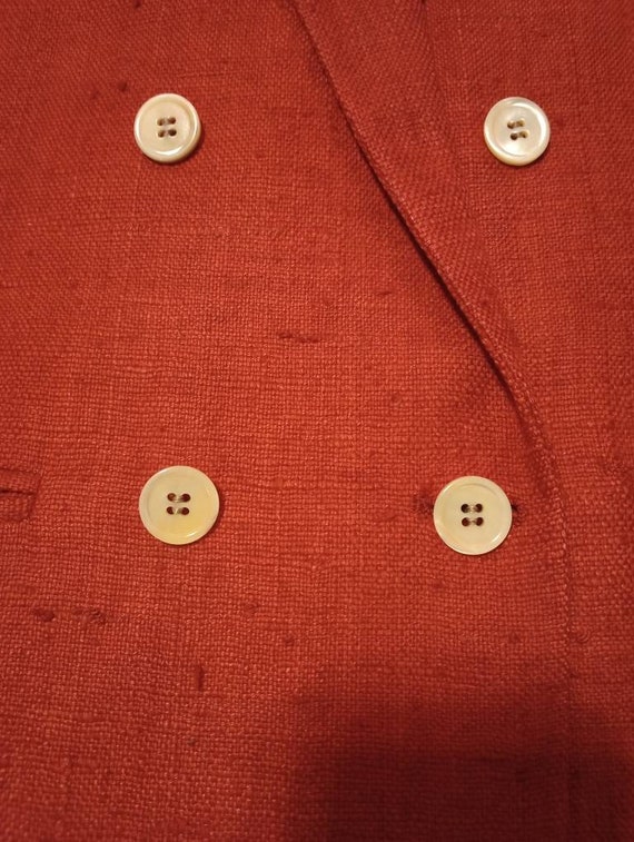 100% Silk Vintage Red Women's Blazer Size 6 with … - image 4