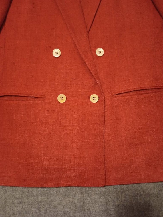 100% Silk Vintage Red Women's Blazer Size 6 with … - image 2