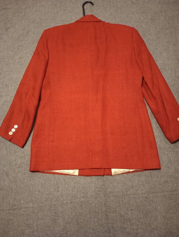 100% Silk Vintage Red Women's Blazer Size 6 with … - image 3