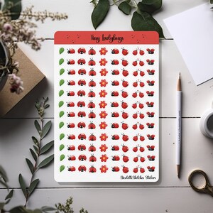 Mini feuille d'autocollants coccinelles, adorables petites coccinelles autocollants 015